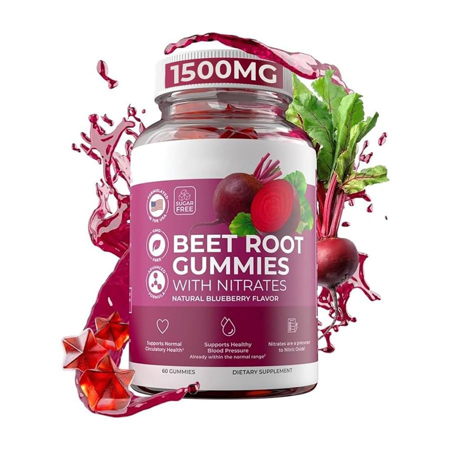 질산염이있는 PurePremium Beet Root Gummies : 순환 건강을위한 자연스러운 부스트